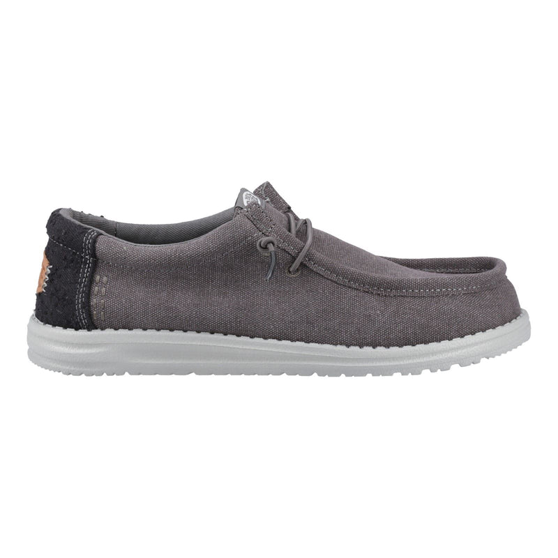 HEYDUDE Wally Workwear Chaussures Mocassins Pour Homme En Granit Gris/Noir En Mélange De Polyester