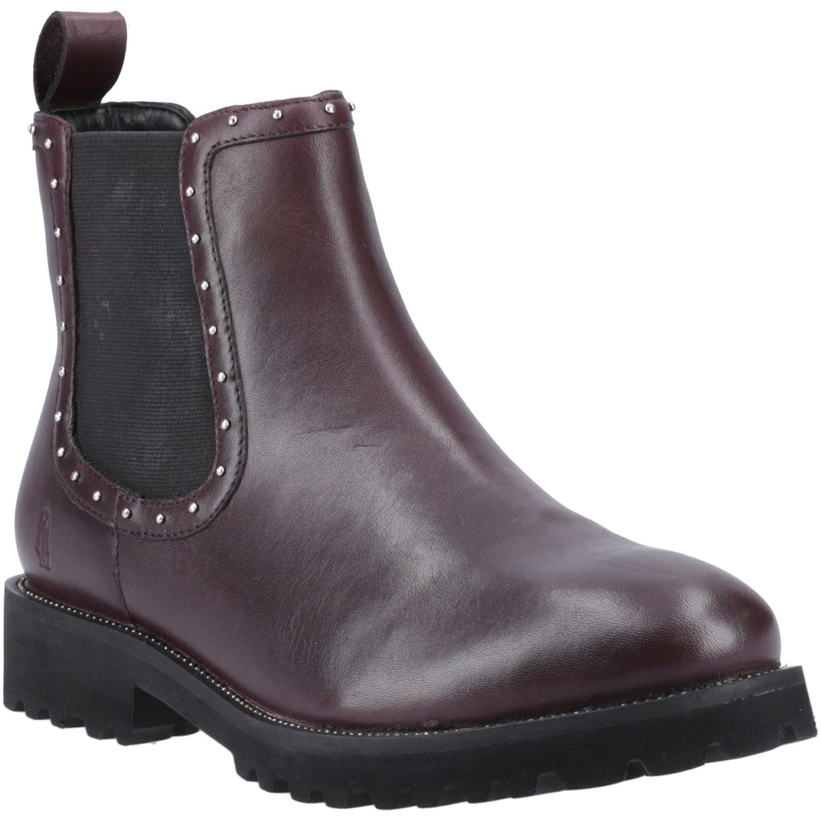 Hush Puppies Gwyneth Bottes Chelsea Plates En Cuir Prune Pour Femmes