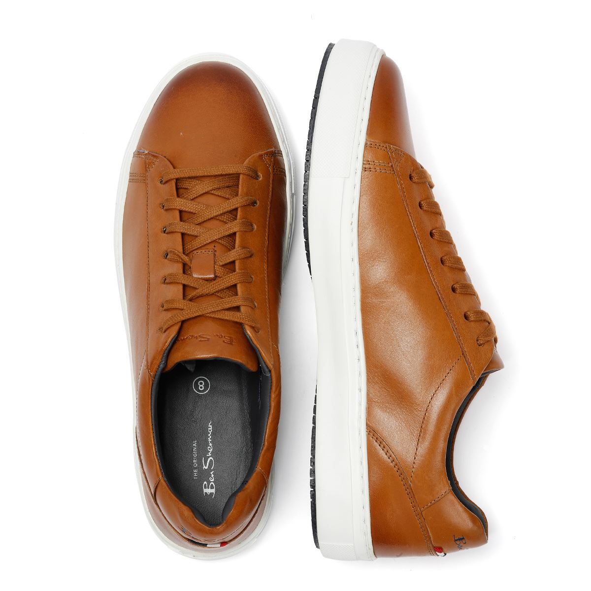 Ben Sherman Ace Cupsole Baskets En Cuir Marron Pour Hommes