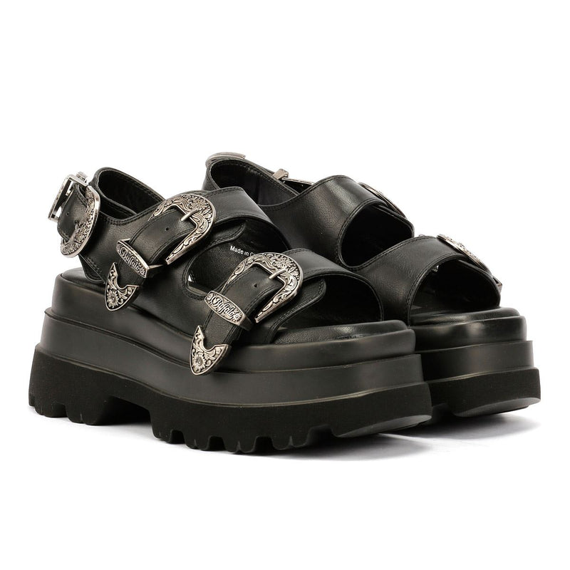 Buffalo Jupiter Ari West Sandales Noires Pour Femmes