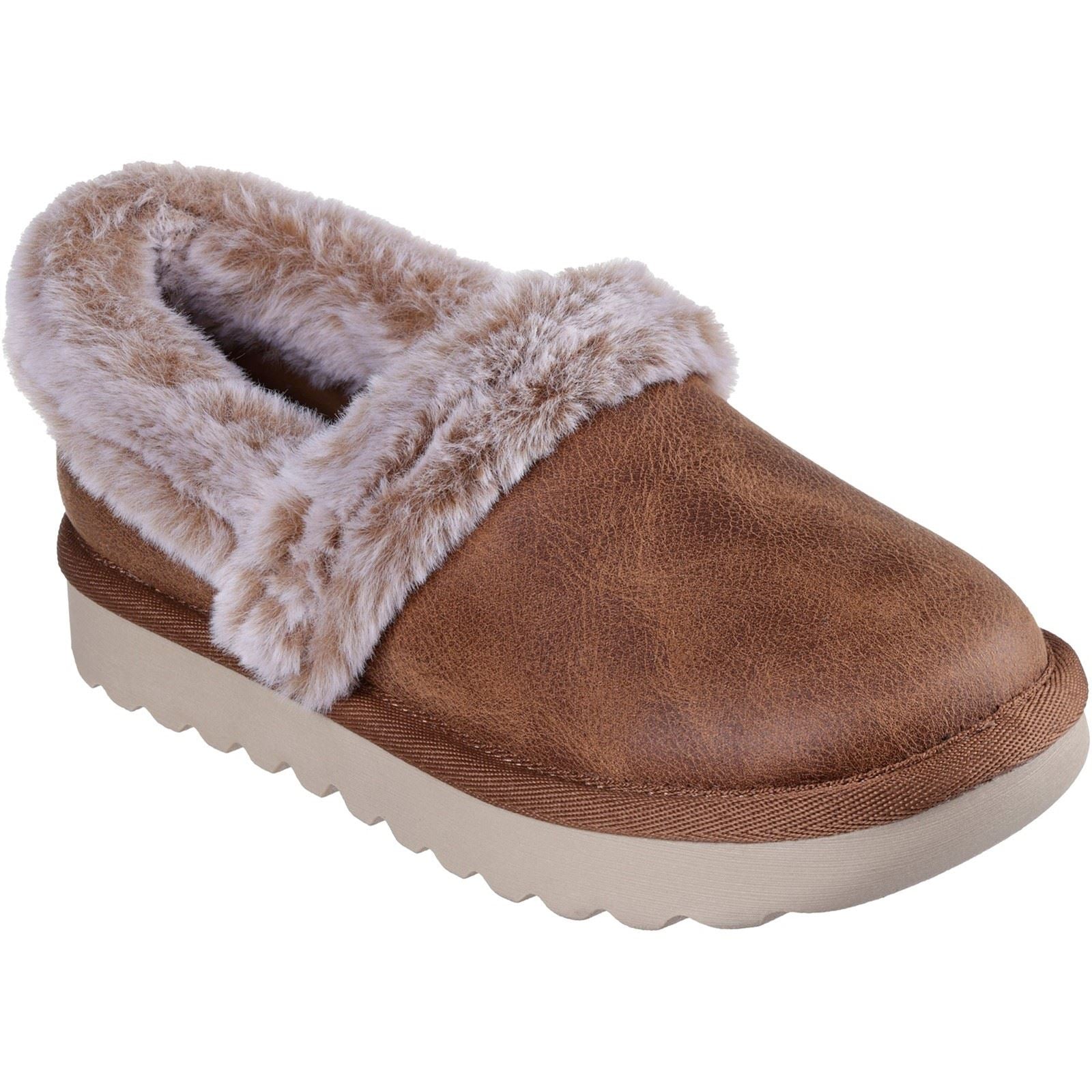 Skechers Cozy Up Chaussons Pour Femmes En Polyester Couleur Châtaigne