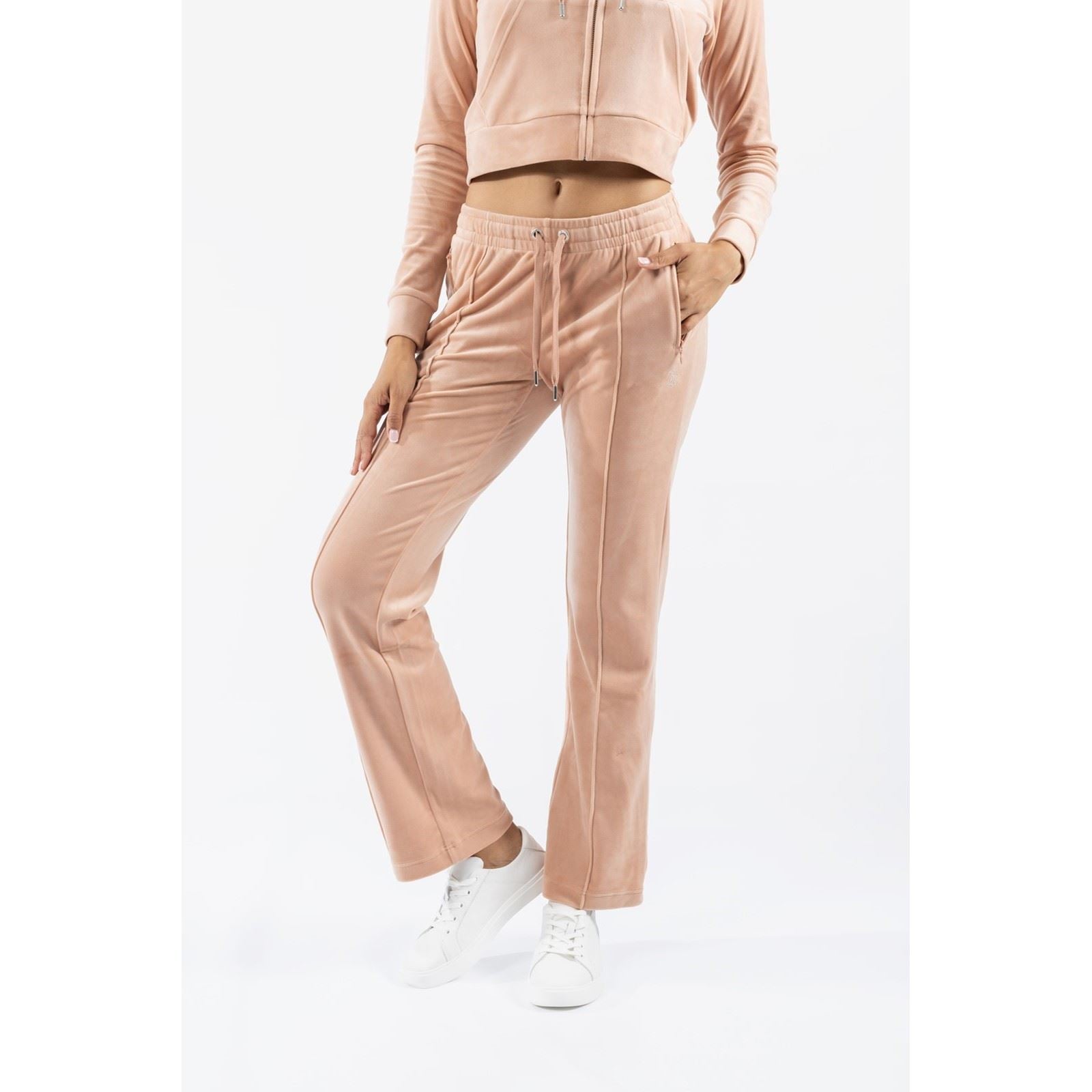 Juicy Couture Velour Track Pant Joggers Pour Femmes En Polyester Beige