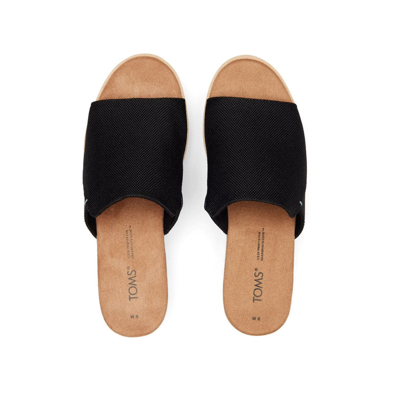TOMS Diana Mule Compensées Noires Pour Femmes En Synthétique
