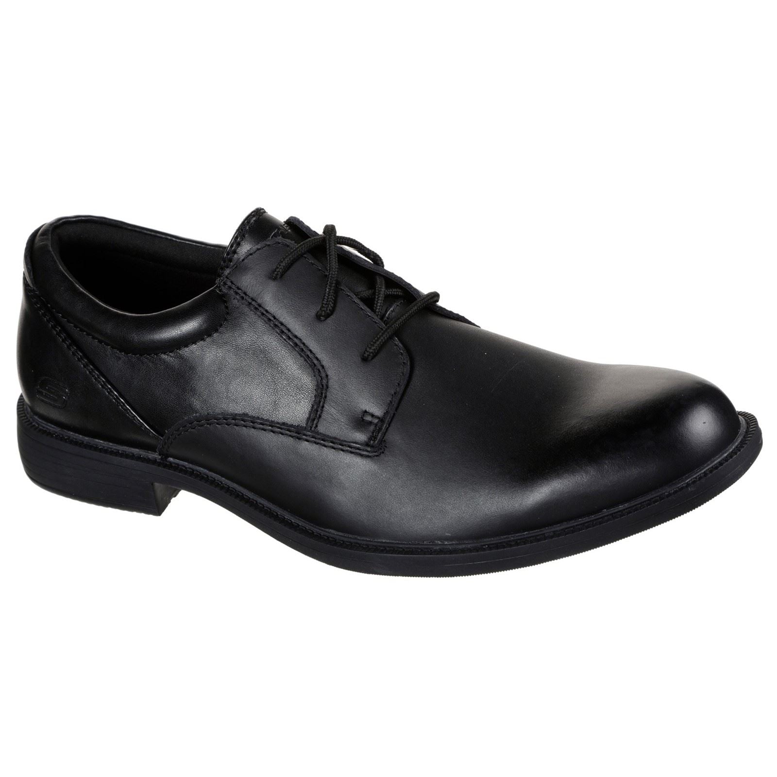 Skechers Dreston Rasmiss Chaussures Noires En Cuir Pour Homme À Lacets