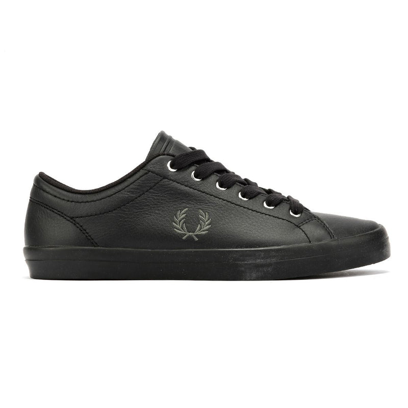 Fred Perry Baseline Baskets En Cuir Noir Pour Hommes