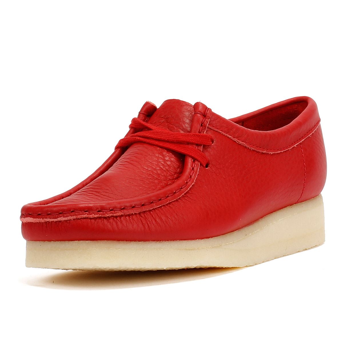 Clarks Originals Wallabee Chaussures Rouges En Cuir Pour Femmes