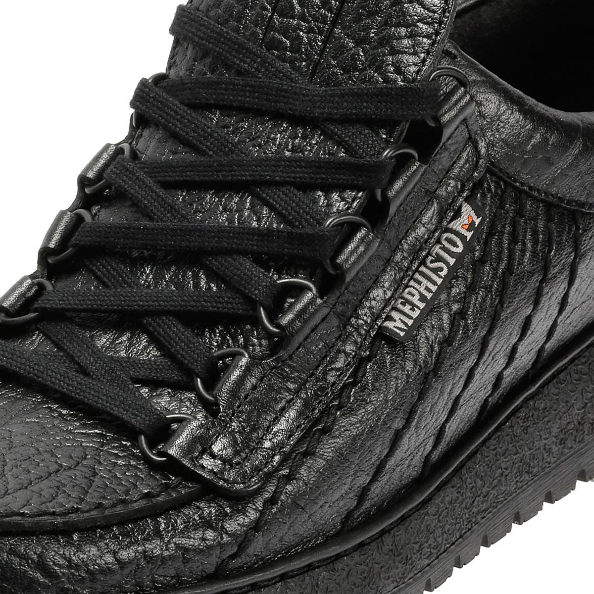 Mephisto Rainbow Mamouth 714 Chaussures Noires En Cuir Pour Homme À Lacets