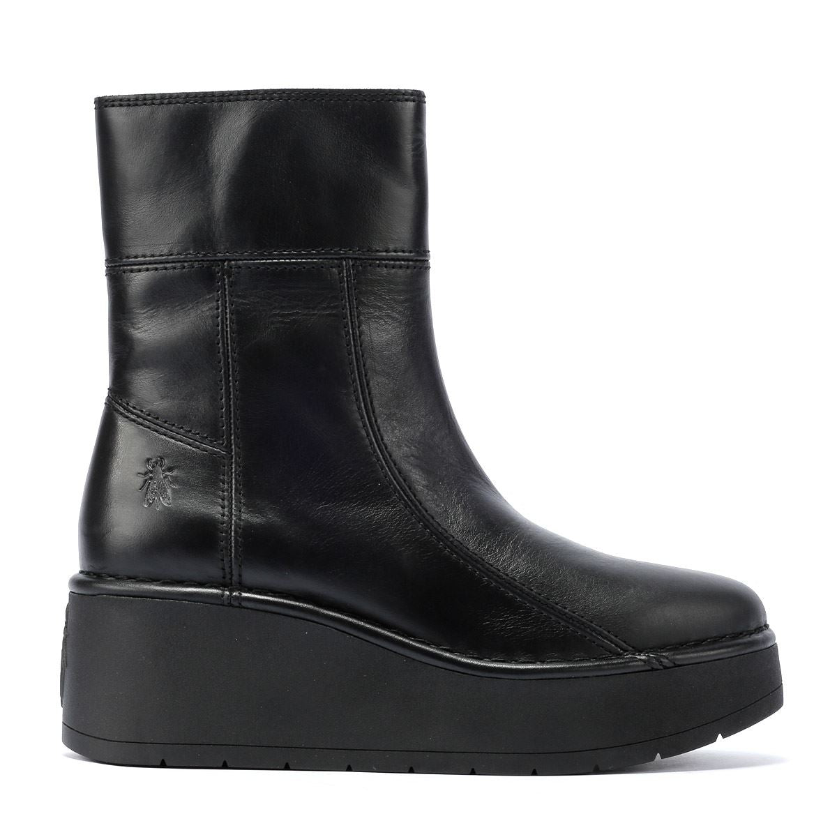 Fly London Hann Bottes Noires En Cuir Pour Femmes