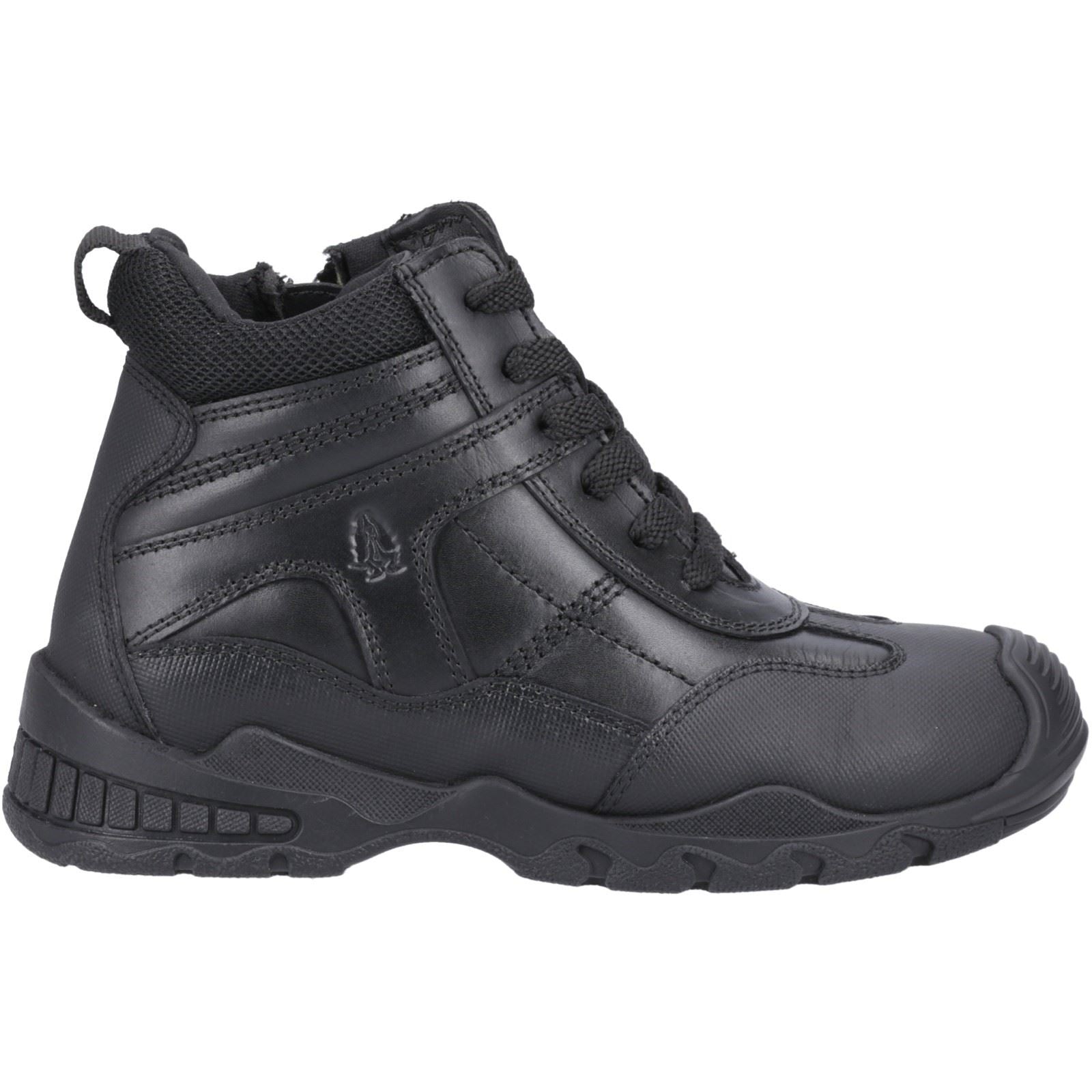 Hush Puppies Titus JNR Bottes Noires En Cuir Pour Garçons