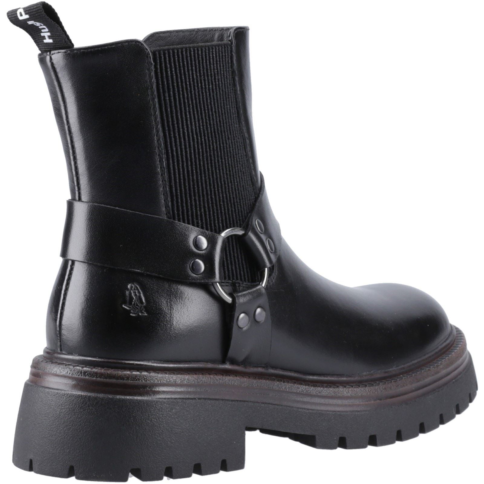 Hush Puppies Raye Bottes Chelsea Plates En Cuir Noir Pour Femme