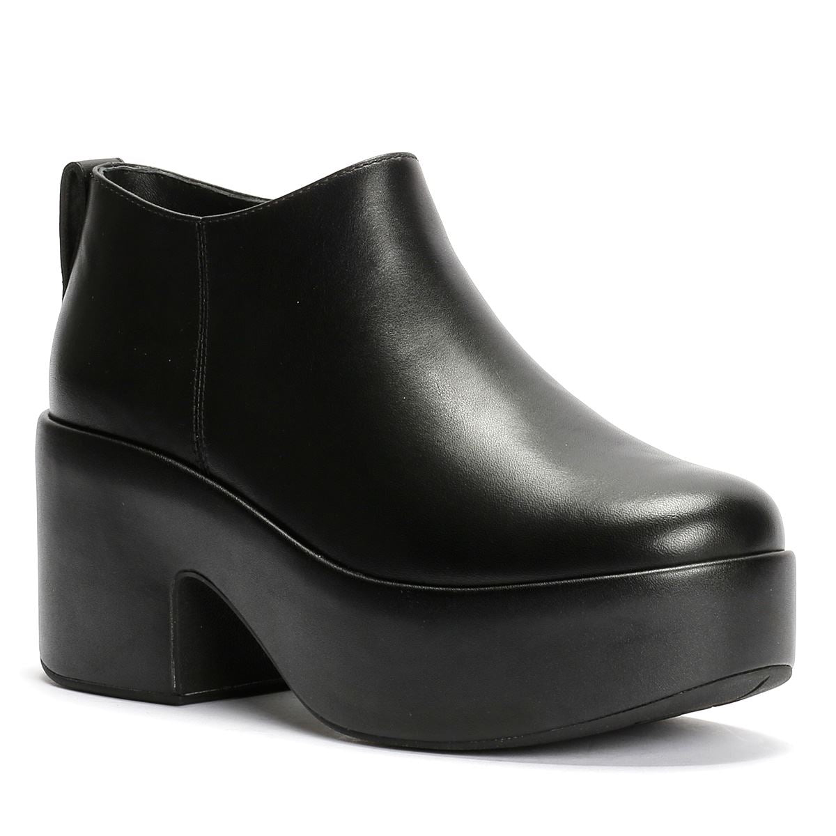 FitFlop Platfforms Heeled Short Bottes En Cuir Noires Pour Femmes