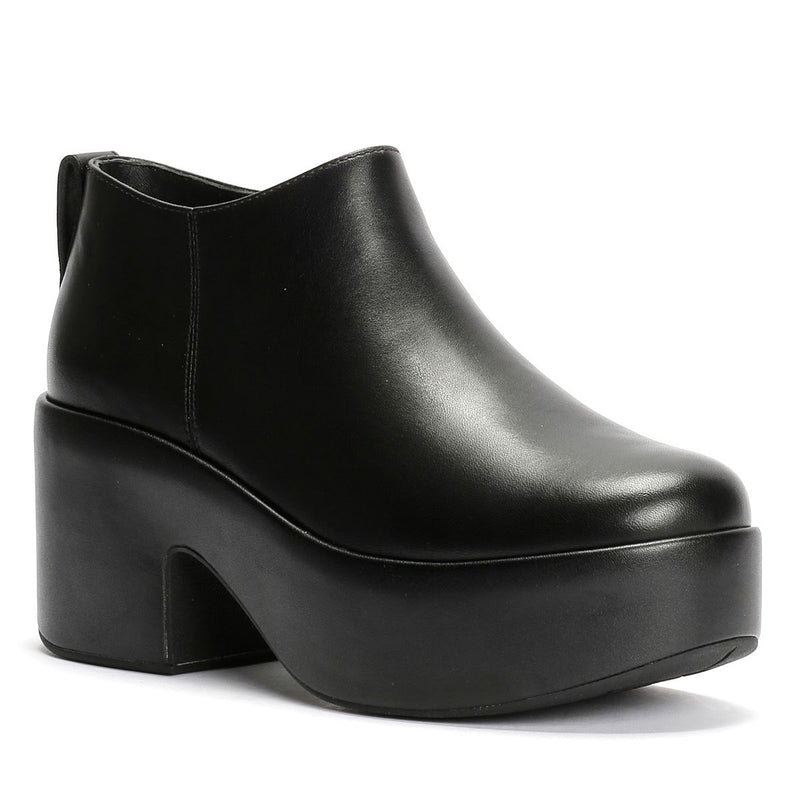 FitFlop Platfforms Heeled Short Bottes En Cuir Noires Pour Femmes