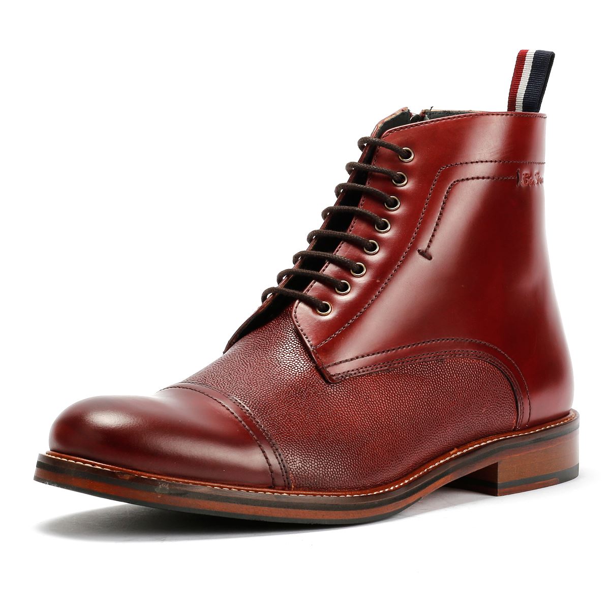 Ben Sherman Harrington Bottines En Cuir Rouges Pour Homme