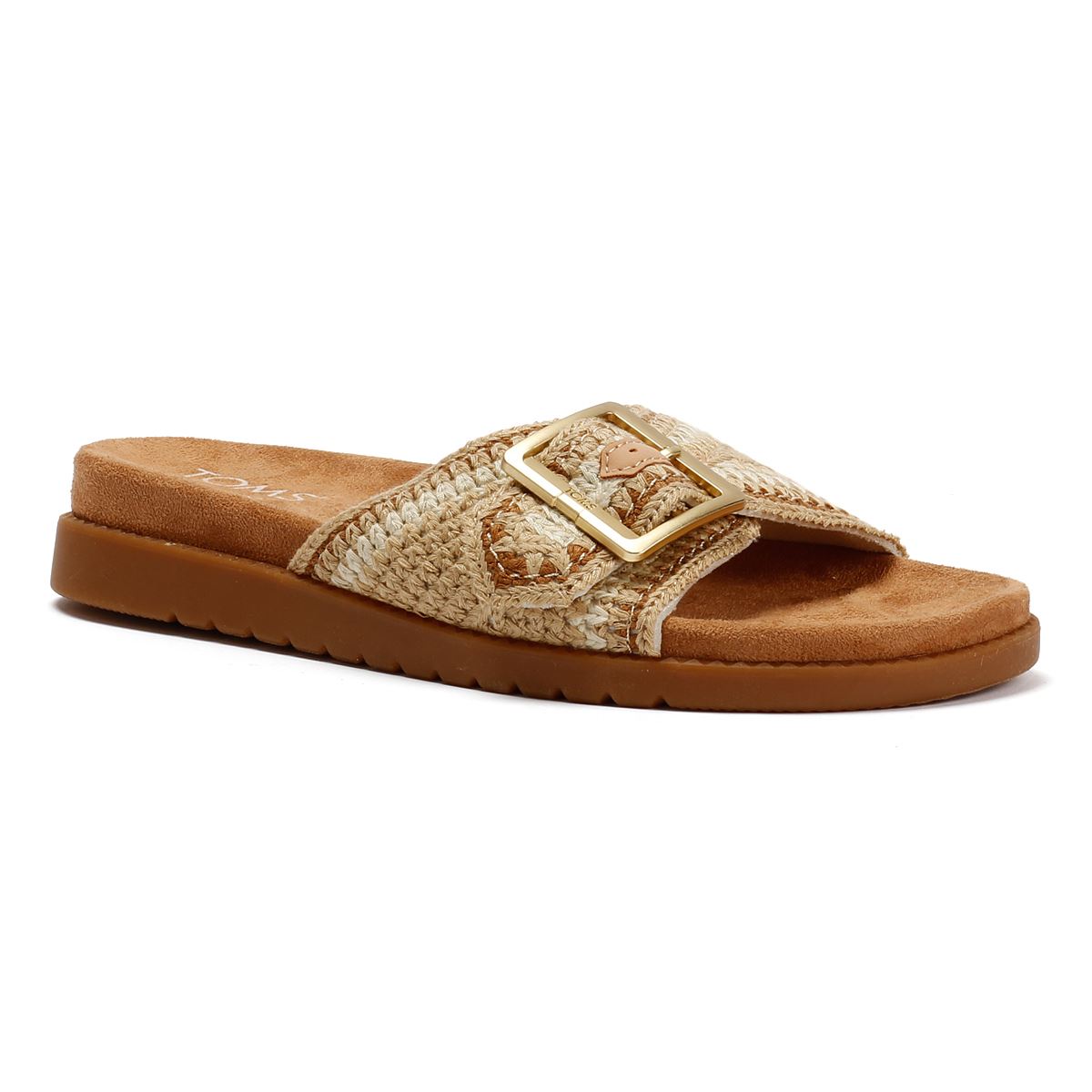 TOMS Marin Slide Sandales Beiges En Textile Pour Femmes