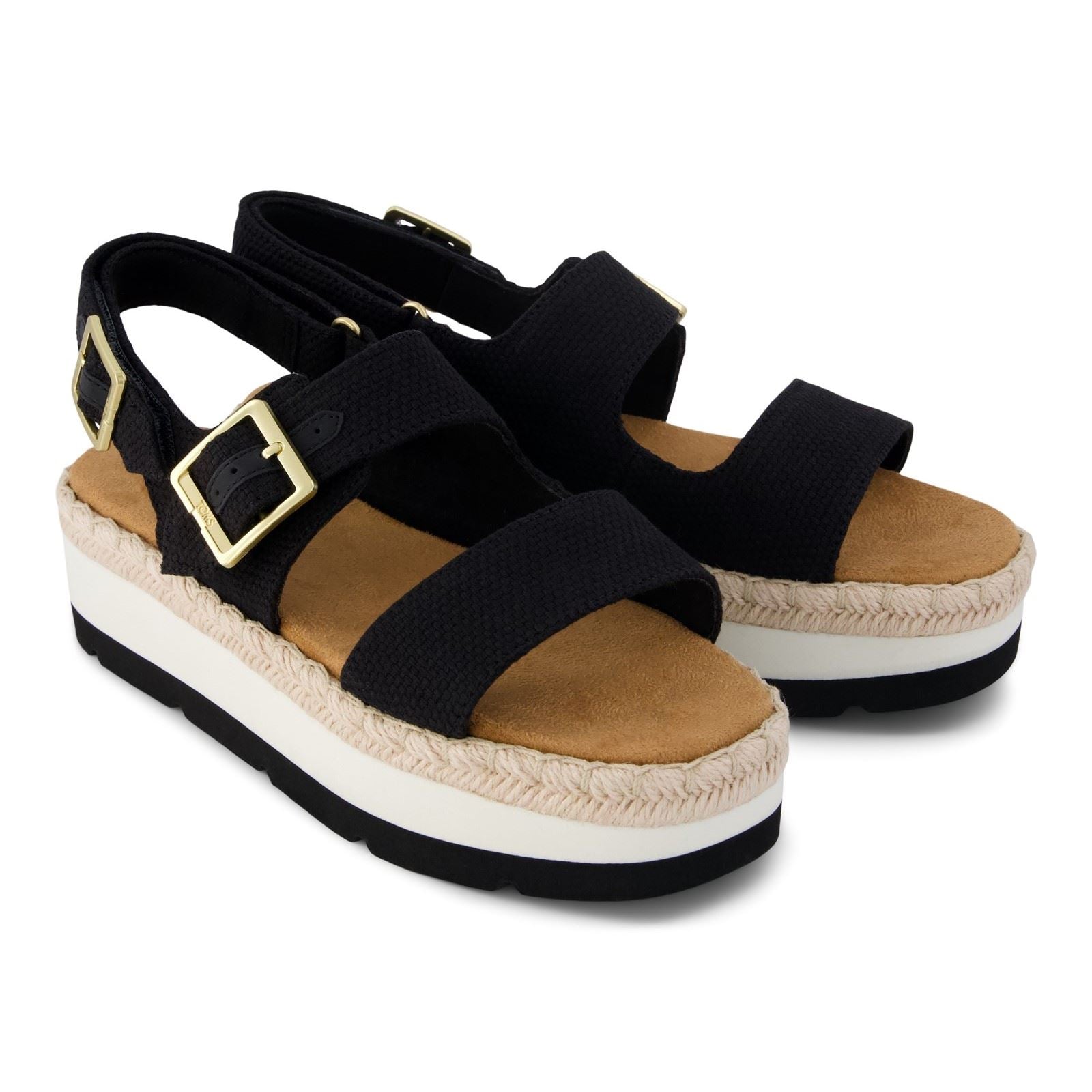 TOMS Giana Sandales De Plage Noires Pour Femmes En Textile