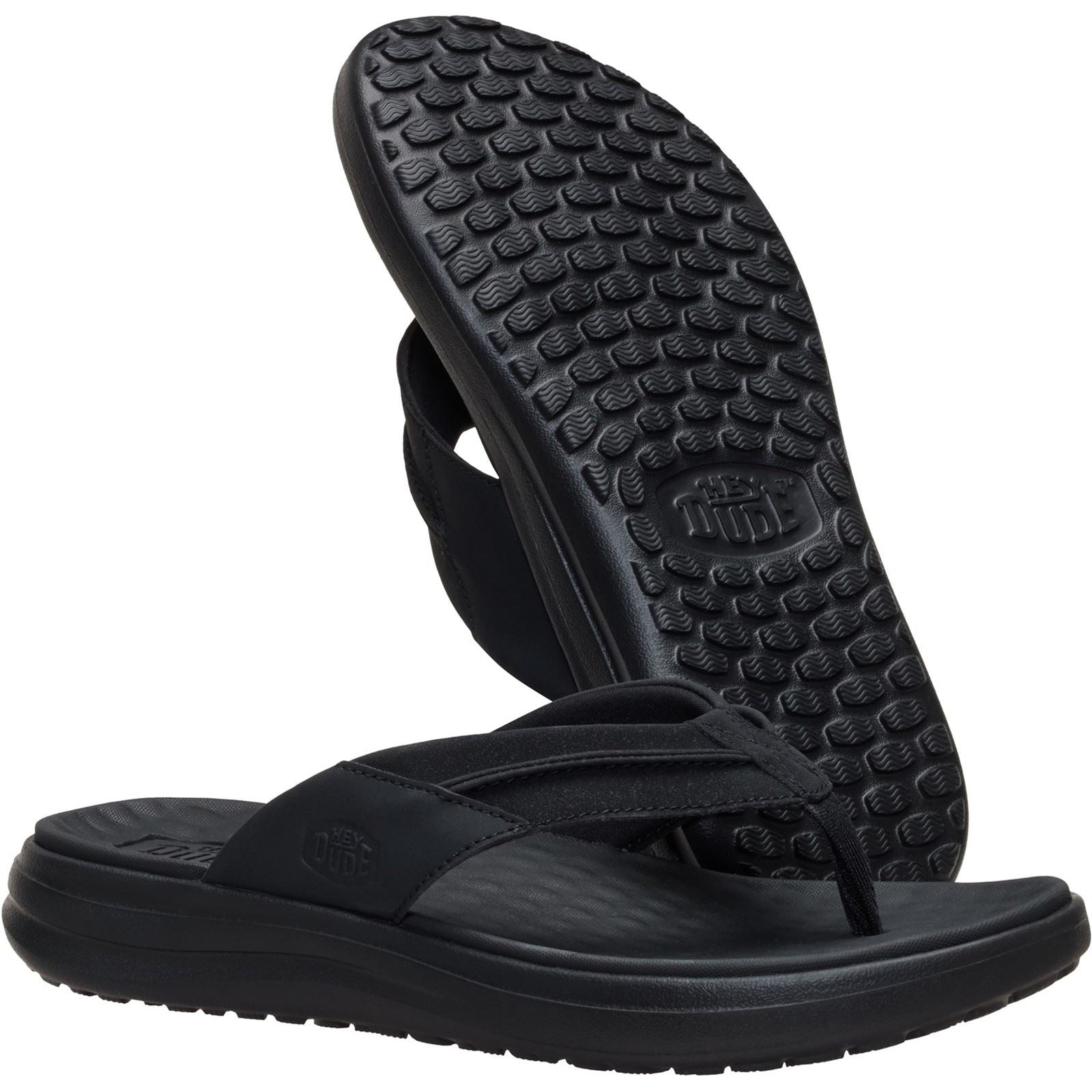 HEYDUDE Finn Flip Sandales Noires Pour Hommes En Polyuréthane