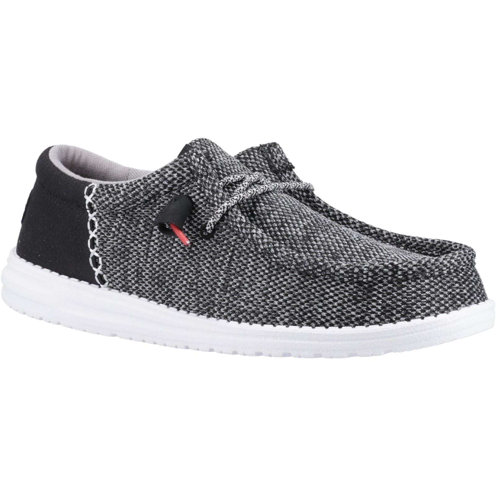 HEYDUDE Wally Funk Open Mesh Chaussures Bateau Hommes Noires/Blanches
