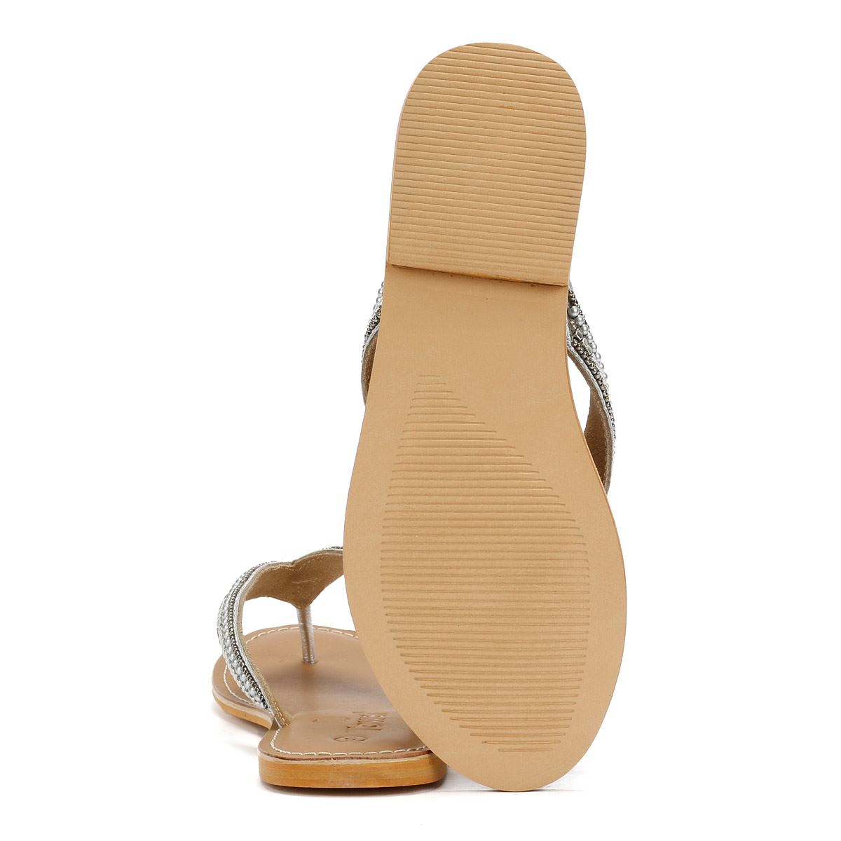 Tower London Metallic Bead Thong Sandales Argentées Pour Femmes