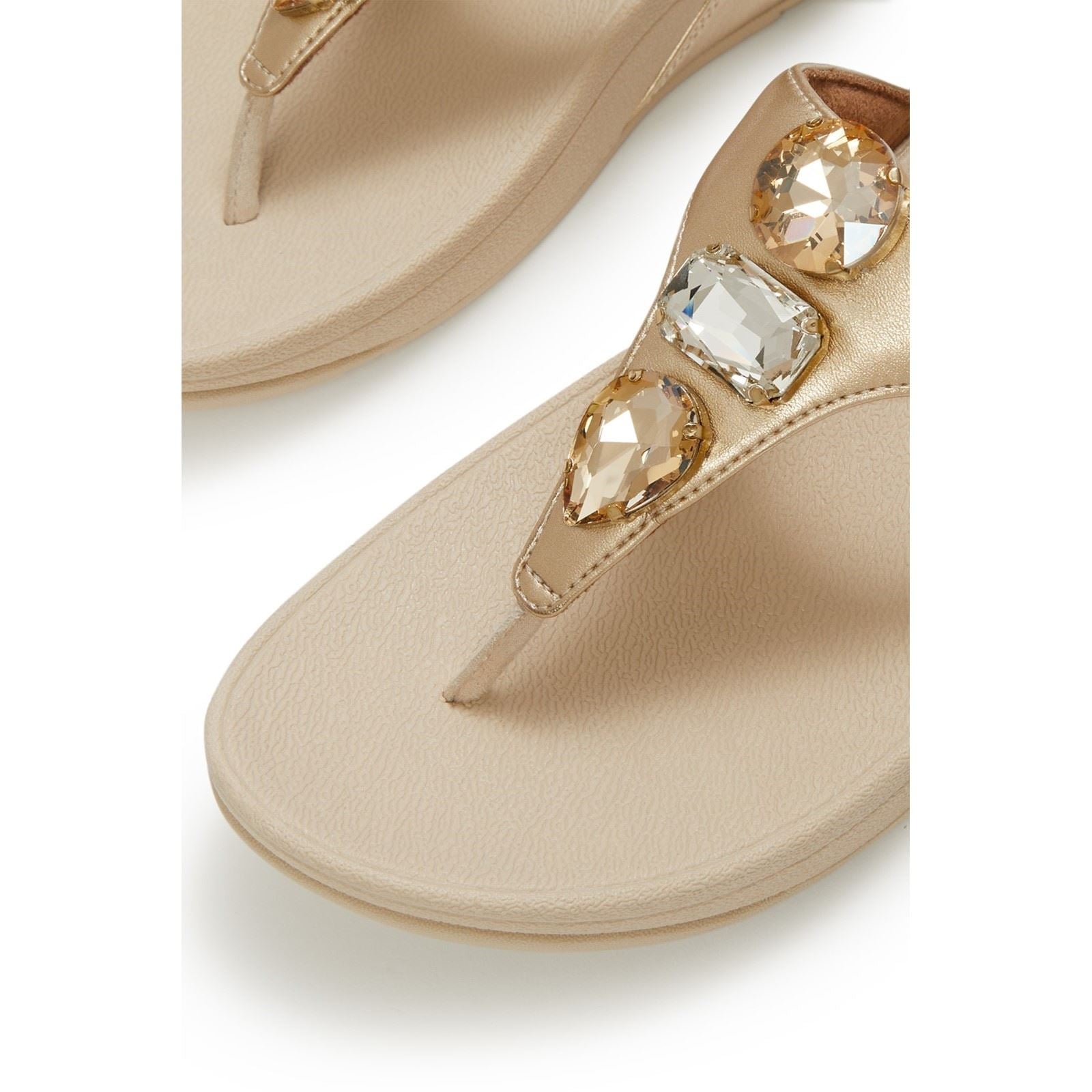 Fitflop Lulu Ultra-Jewel Toe-Post Sandales Platino En Polyuréthane Pour Femmes