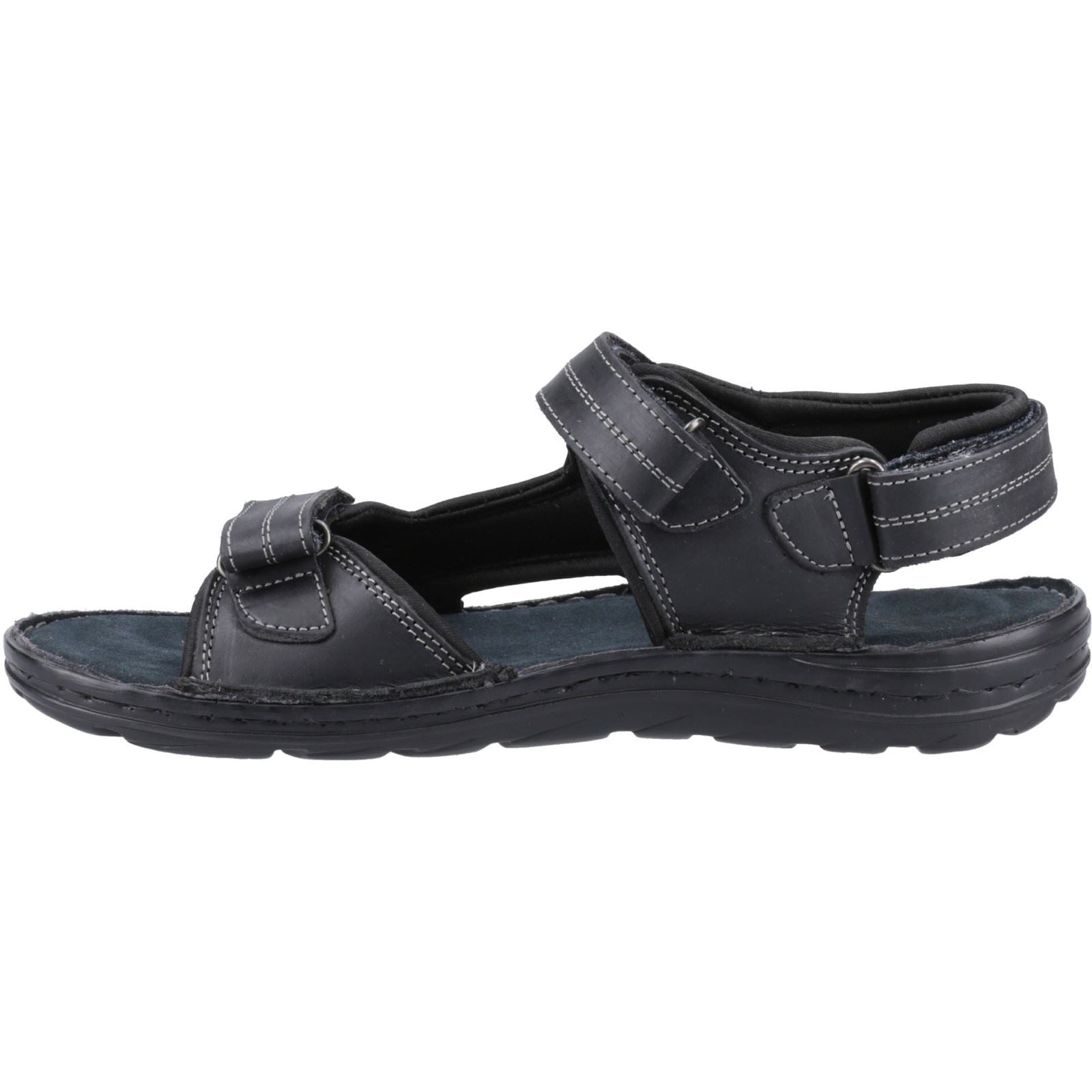 Hush Puppies Alistair Sandales Noires Pour Hommes En Cuir