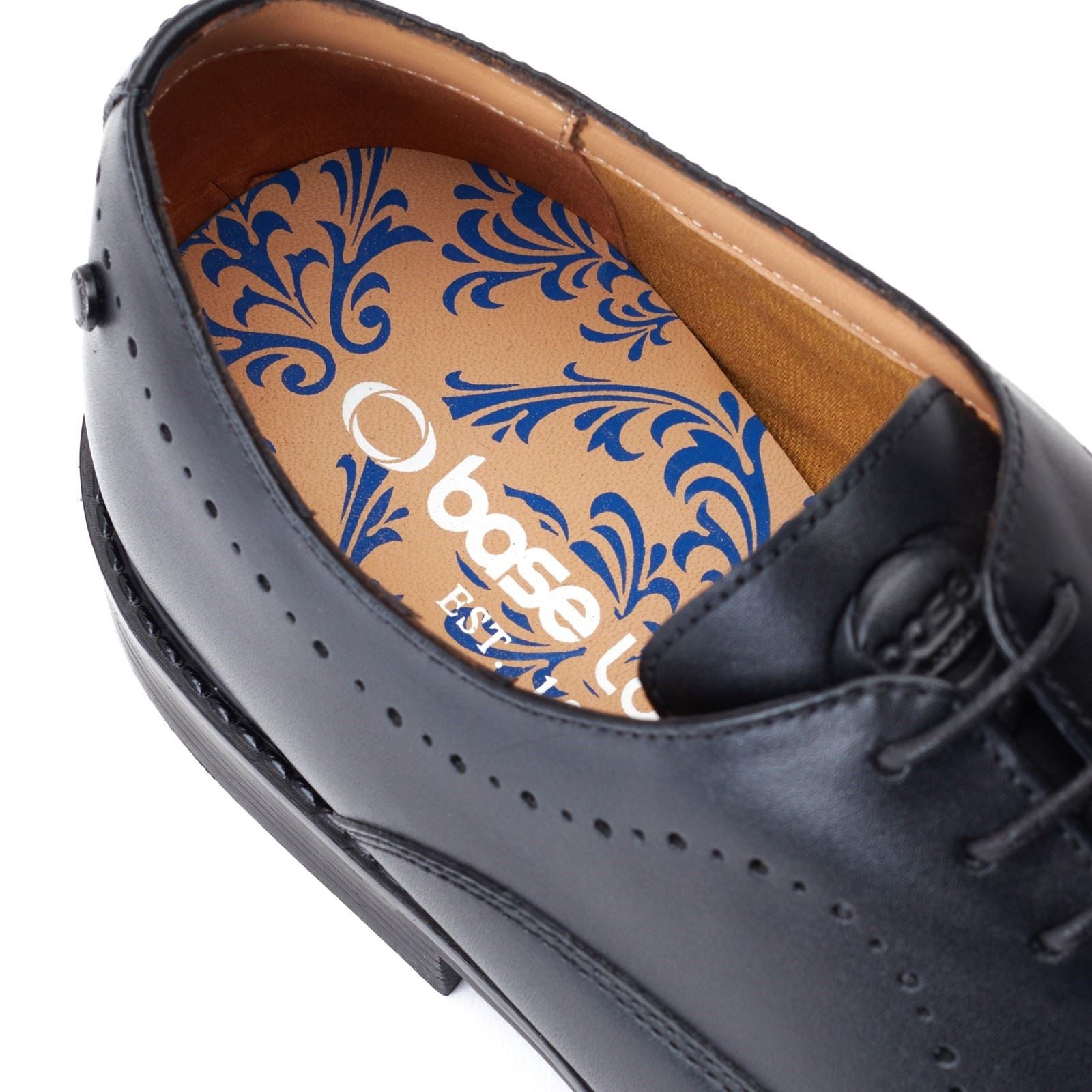 Base London Corbin Chaussures Oxford Noires En Cuir Pour Hommes