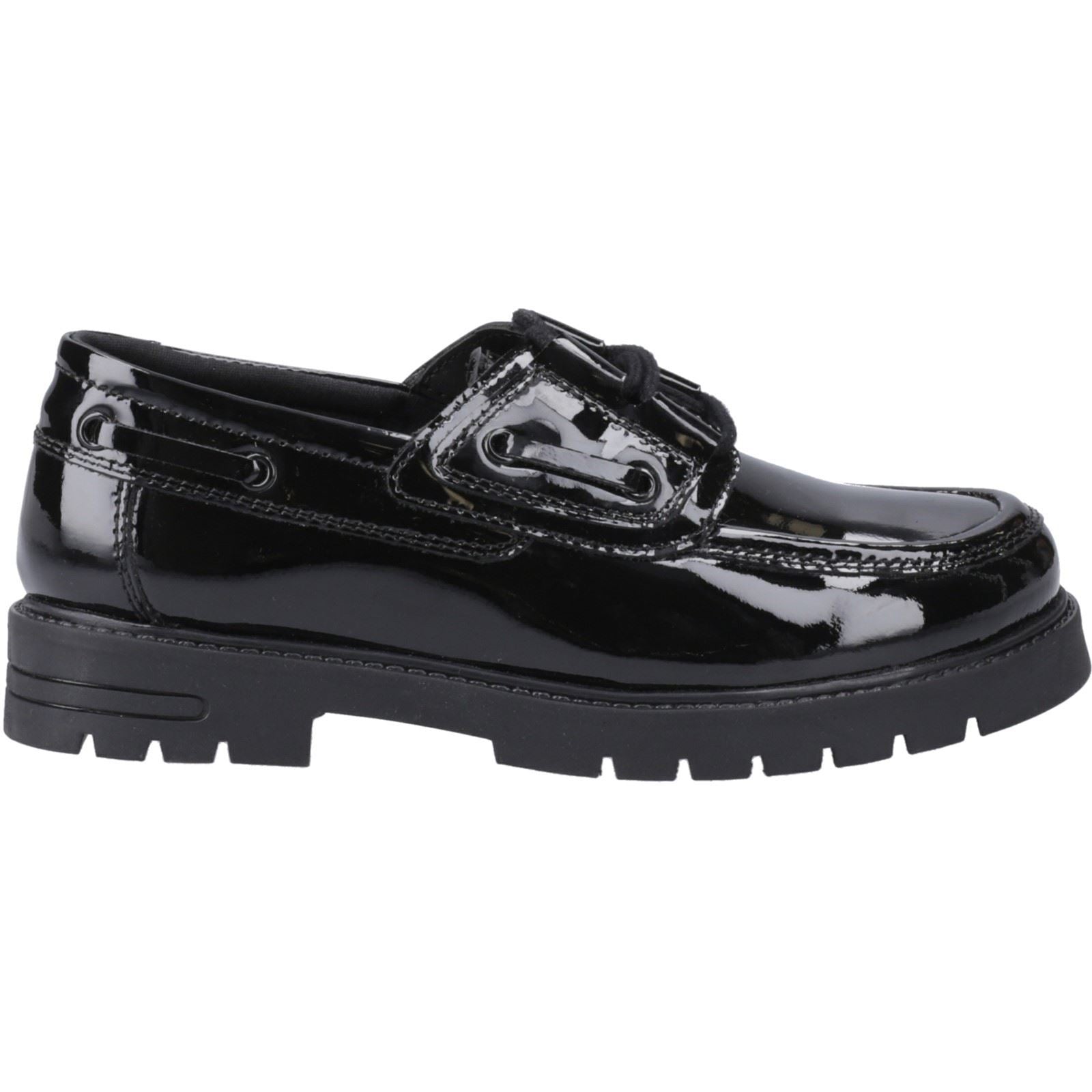 Hush Puppies Lucy Chaussures Bateau Noires Pour Filles En Cuir