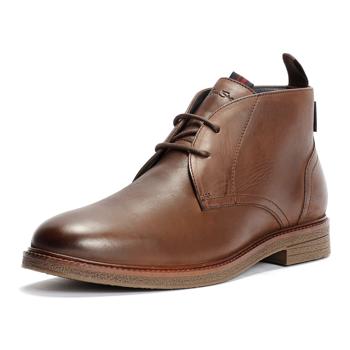 Ben Sherman Walker Chukka Bottes En Cuir Pour Hommes Marron