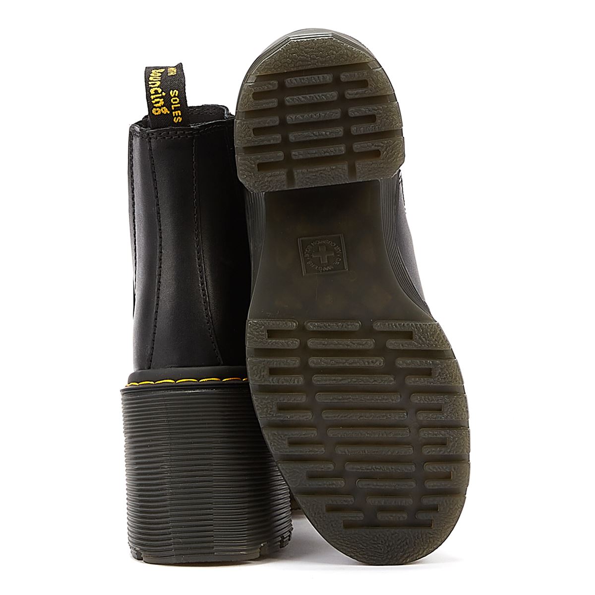 Dr. Martens Bottes Noires En Cuir Pour Femmes De Spence Sendal