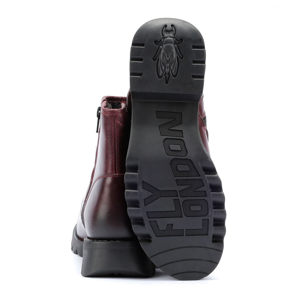 Fly London Rily Bottes En Cuir Rouge Pour Femmes