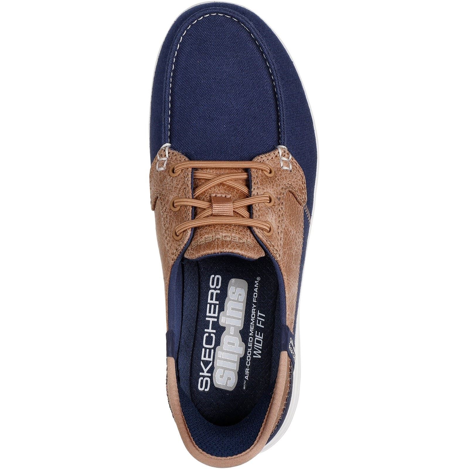 Skechers Palmilla Chaussures Bateau Pour Femmes En Toile Bleu Marine