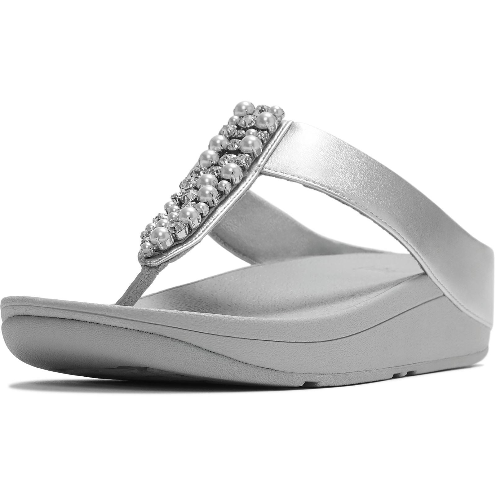 Fitflop Fino Toe-Post Sandales Argentées En Polyuréthane Pour Femmes