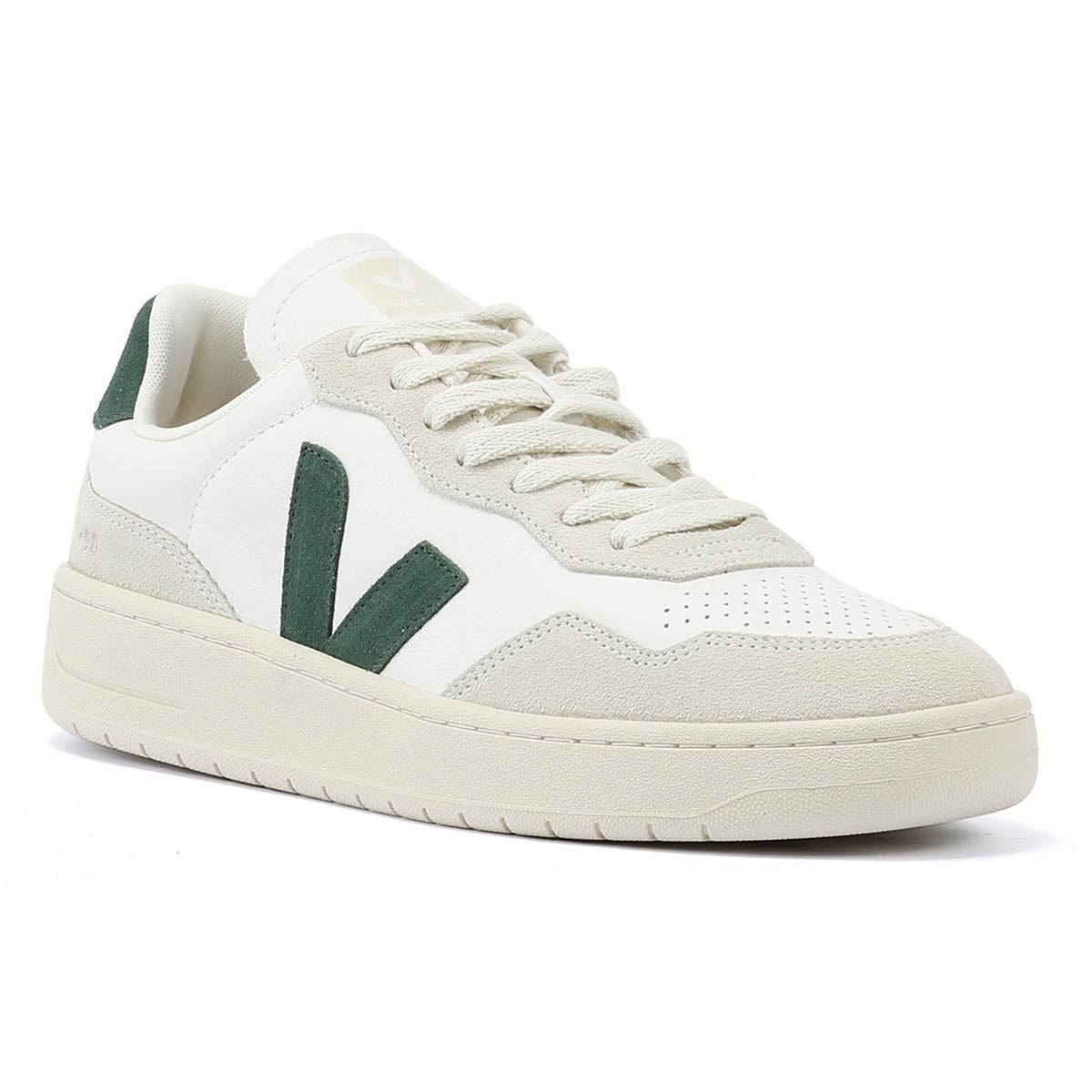Veja V-90 Baskets Hommes Blanches/Chypre En Cuir