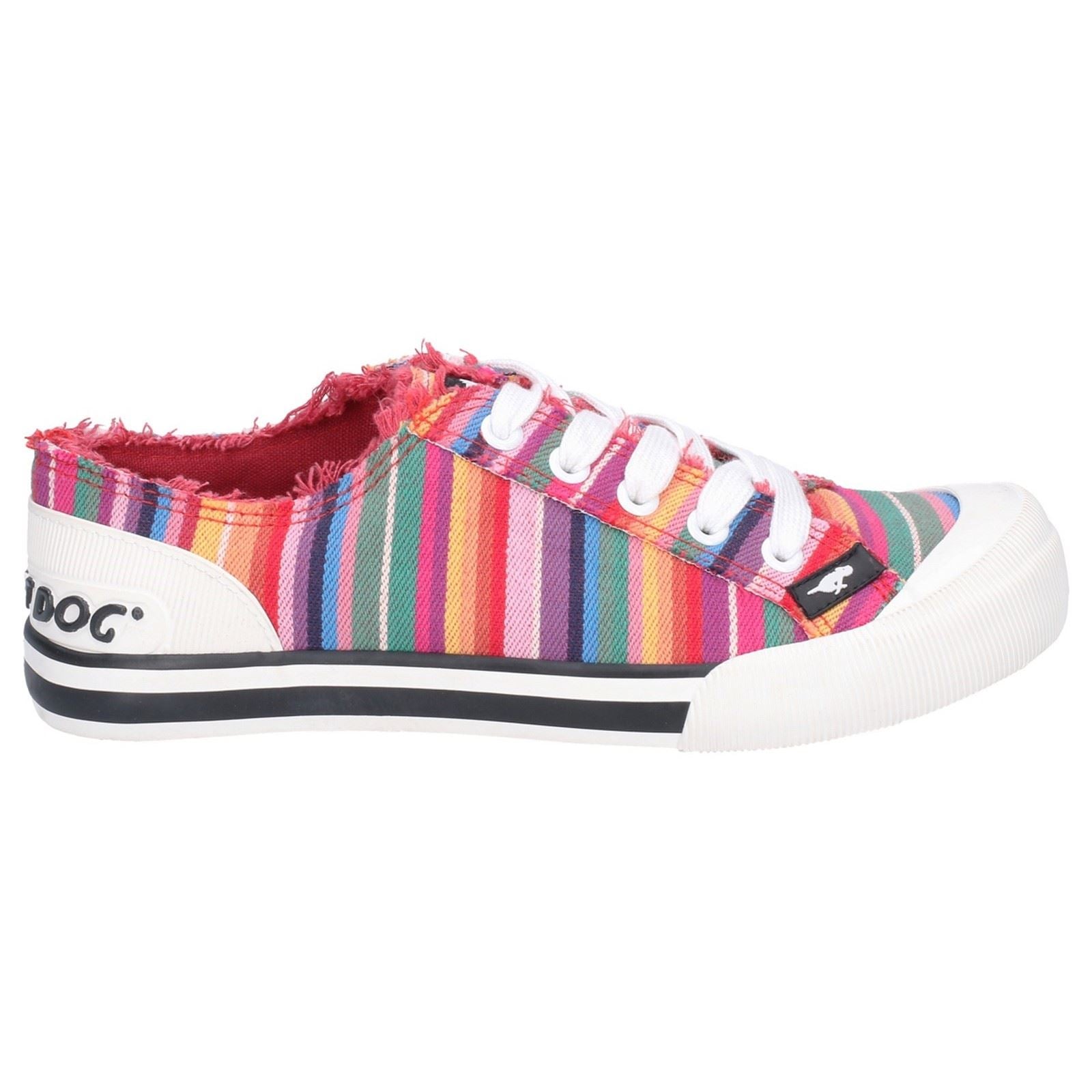 Rocket Dog Jazzin Eden Stripe Baskets Multicolores Rouges En Coton Pour Femmes