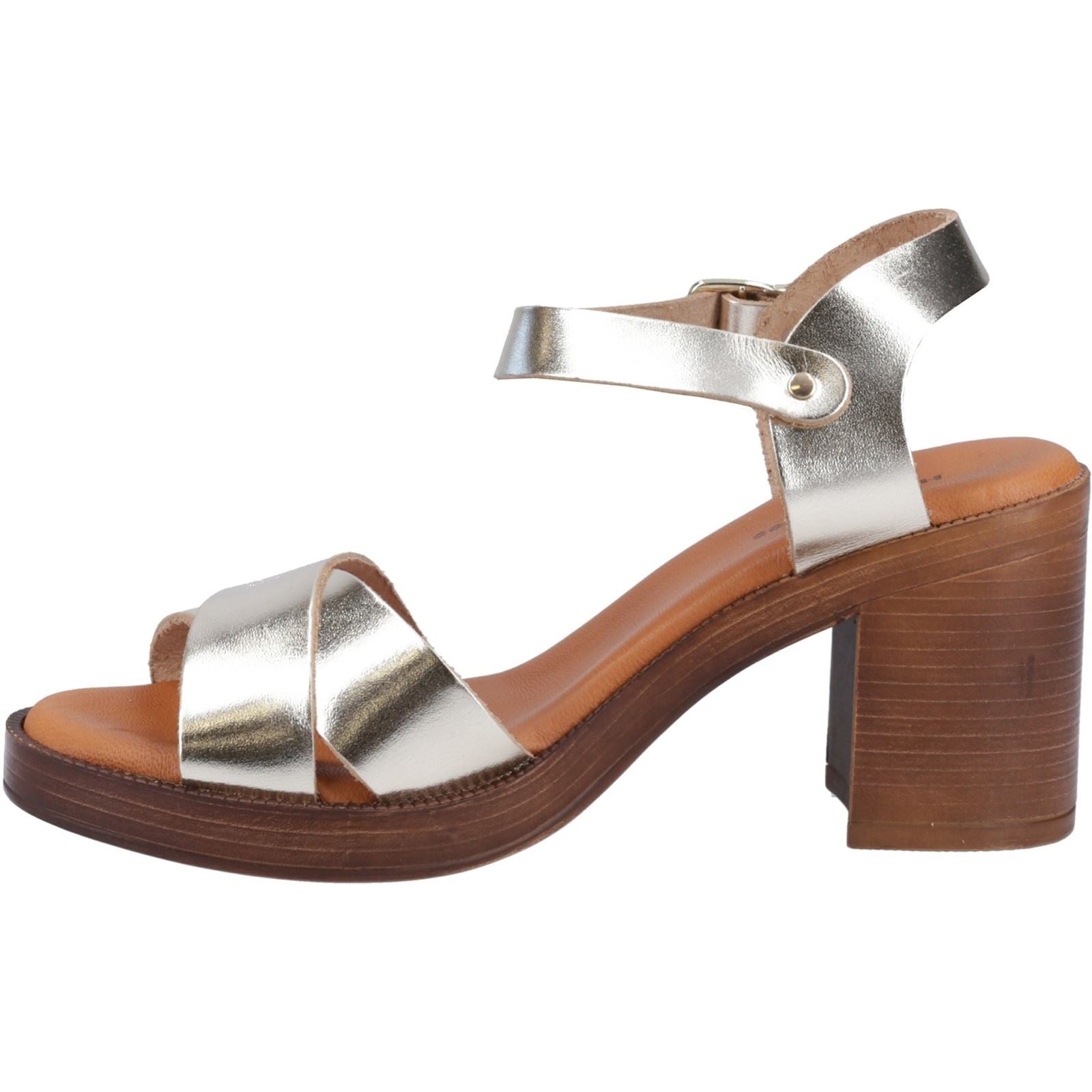 Hush Puppies Georgia Sandales En Cuir Doré Pour Femme