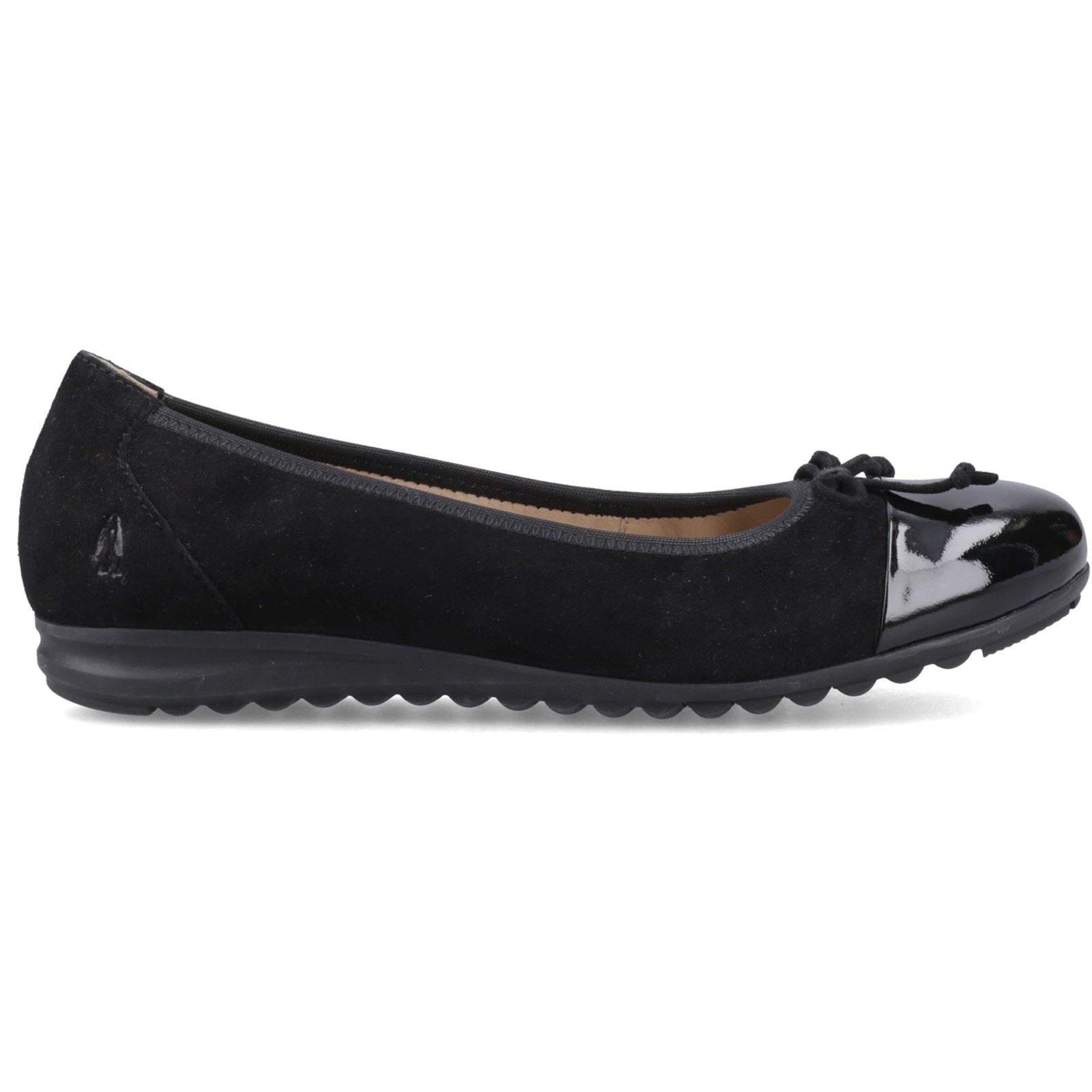 Hush Puppies Laurie Toe Cap Ballerines En Cuir Noires Pour Femmes