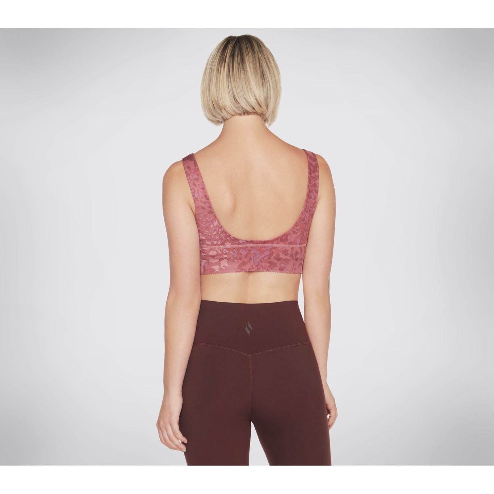 Skechers Performance Gosculpt Leopard Longline Bra Soutien Gorge De Sport Rose En Polyester Pour Femmes