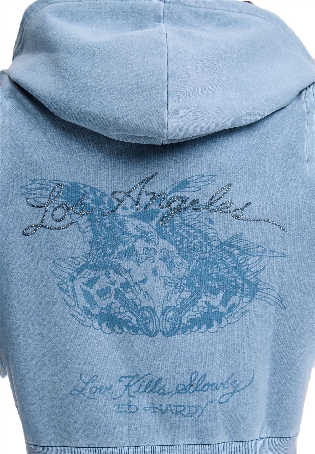 Ed Hardy Stay True Fitted Cropped Zip Sweats à Capuche Bleus Pour Femmes