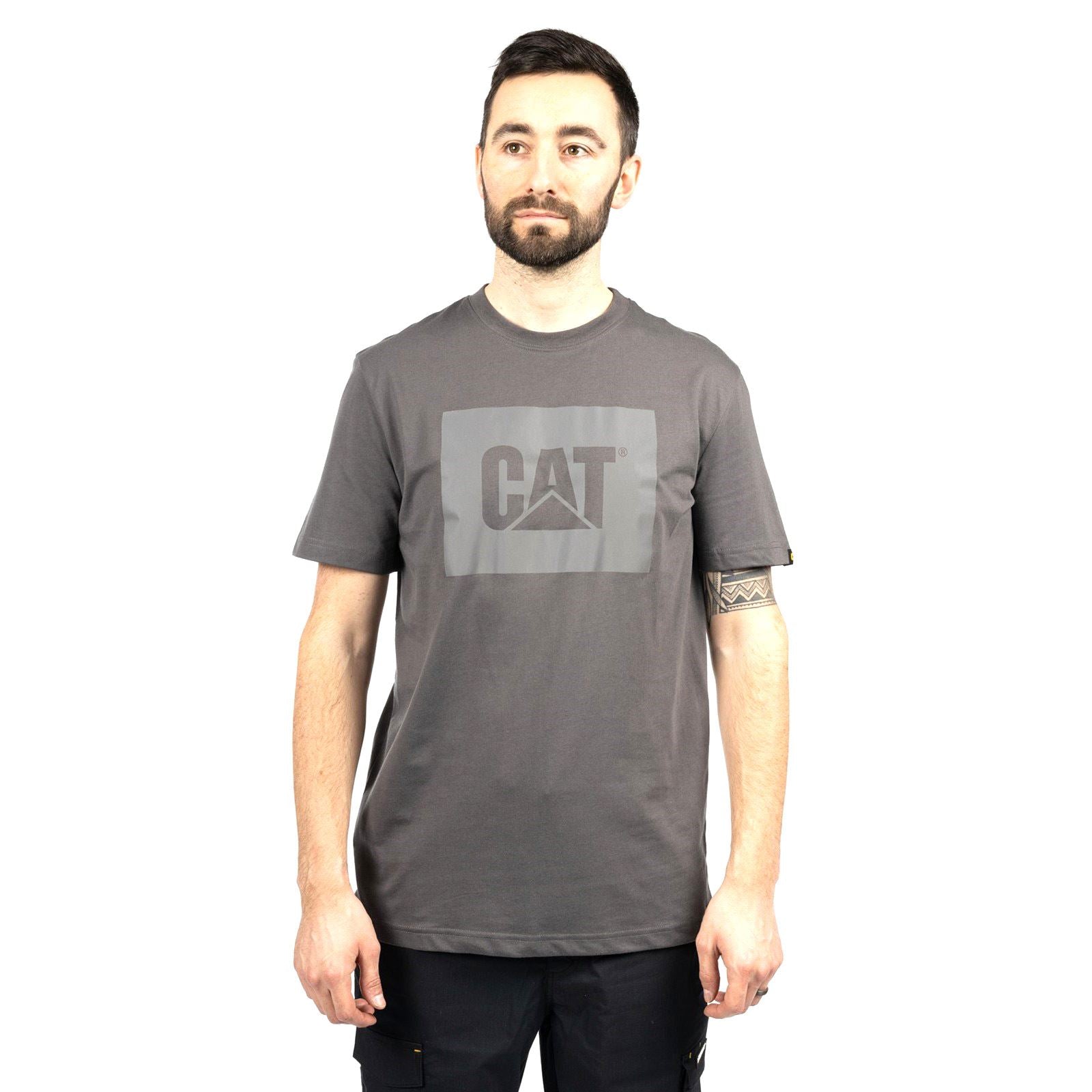 Caterpillar Graphic T-Shirts À Manches Courtes Grises Pour Hommes En Coton