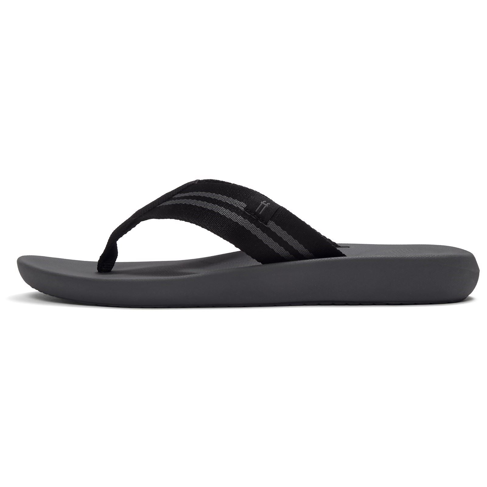Fitflop iQushion Tongs En Polyester Pour Hommes Noires/Charbon