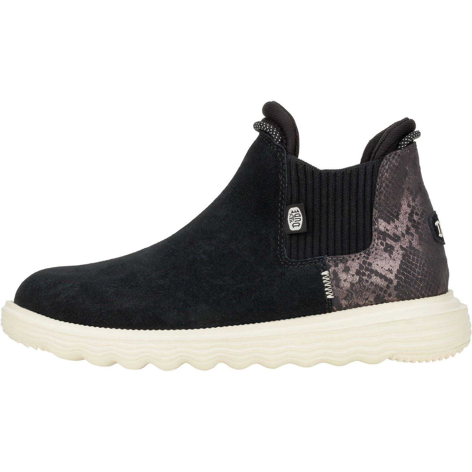 HEYDUDE Branson Novelty Bottes En Cuir Pour Femmes Noires/Serpent