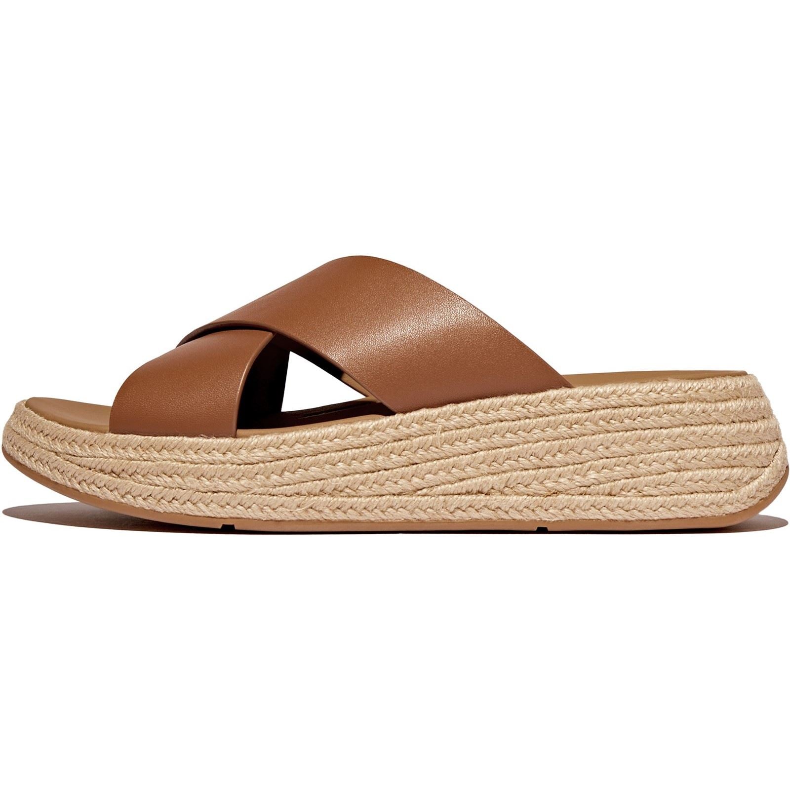 Fitflop F-Mode Cross Slide Sandales En Cuir Pour Femmes Couleur Brun Foncé