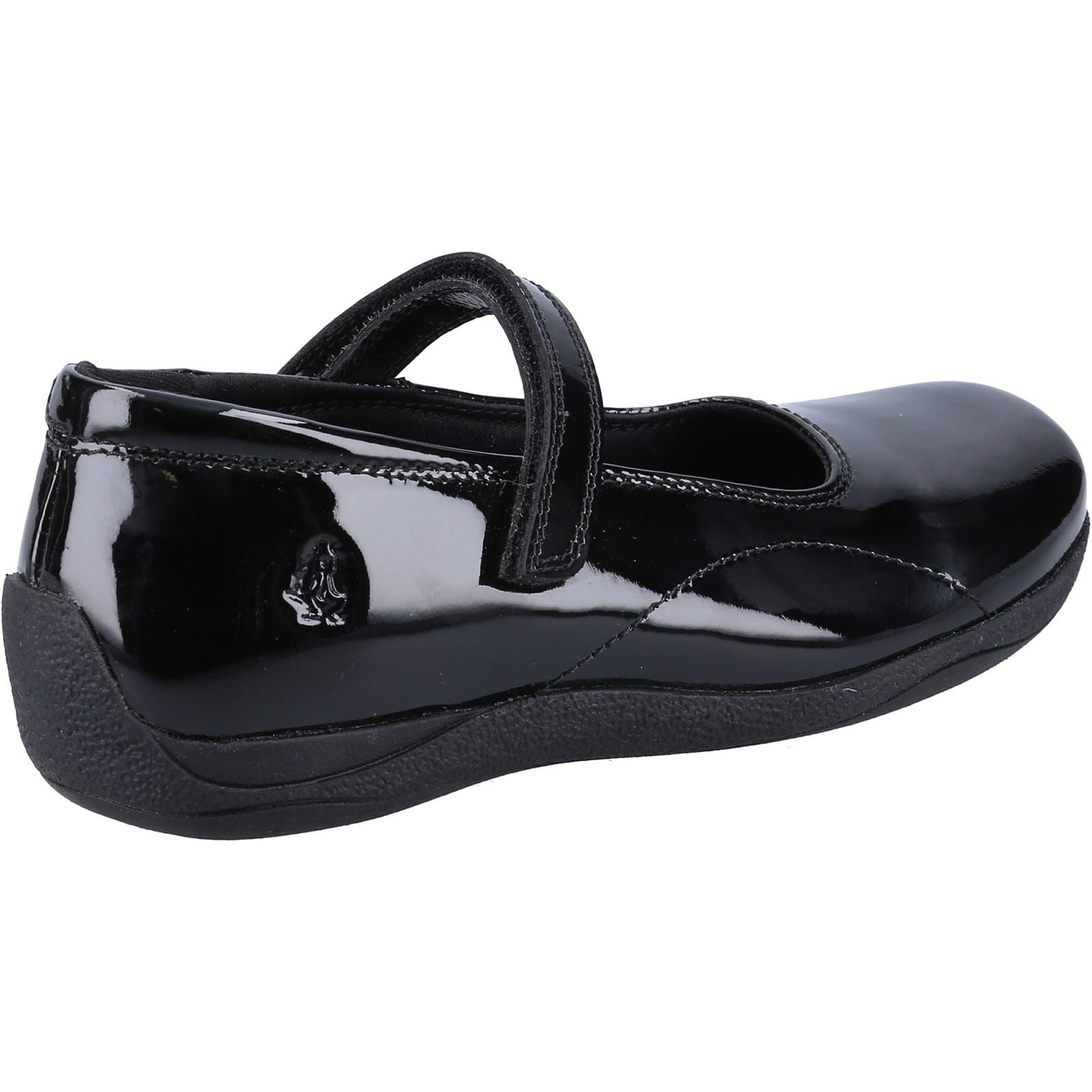 Hush Puppies Aria Patent JNR Chaussures Noires Pour Filles En Cuir