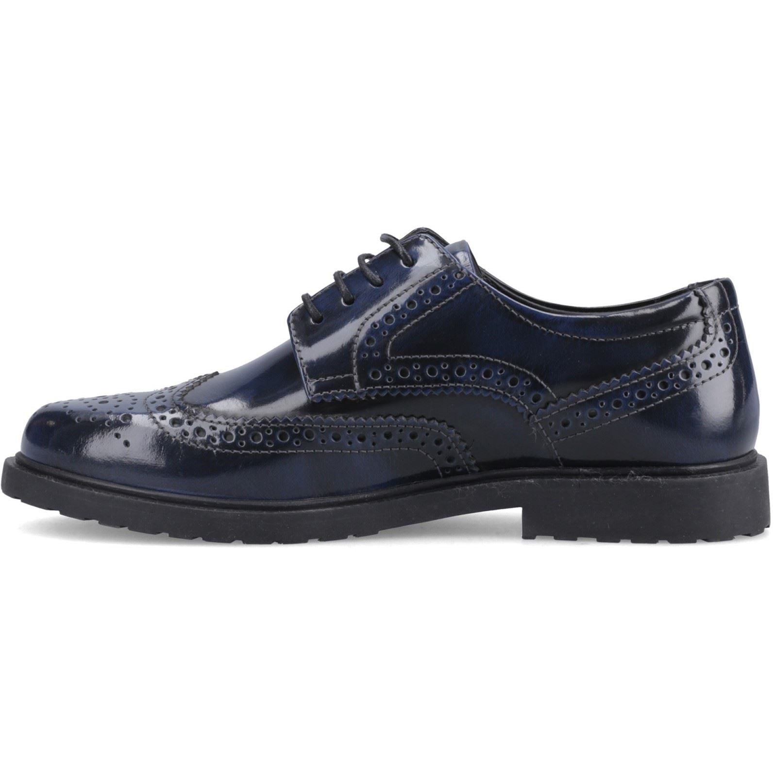 Hush Puppies Verity Hi-Shine Chaussures En Cuir Pour Femmes Brogues Navy