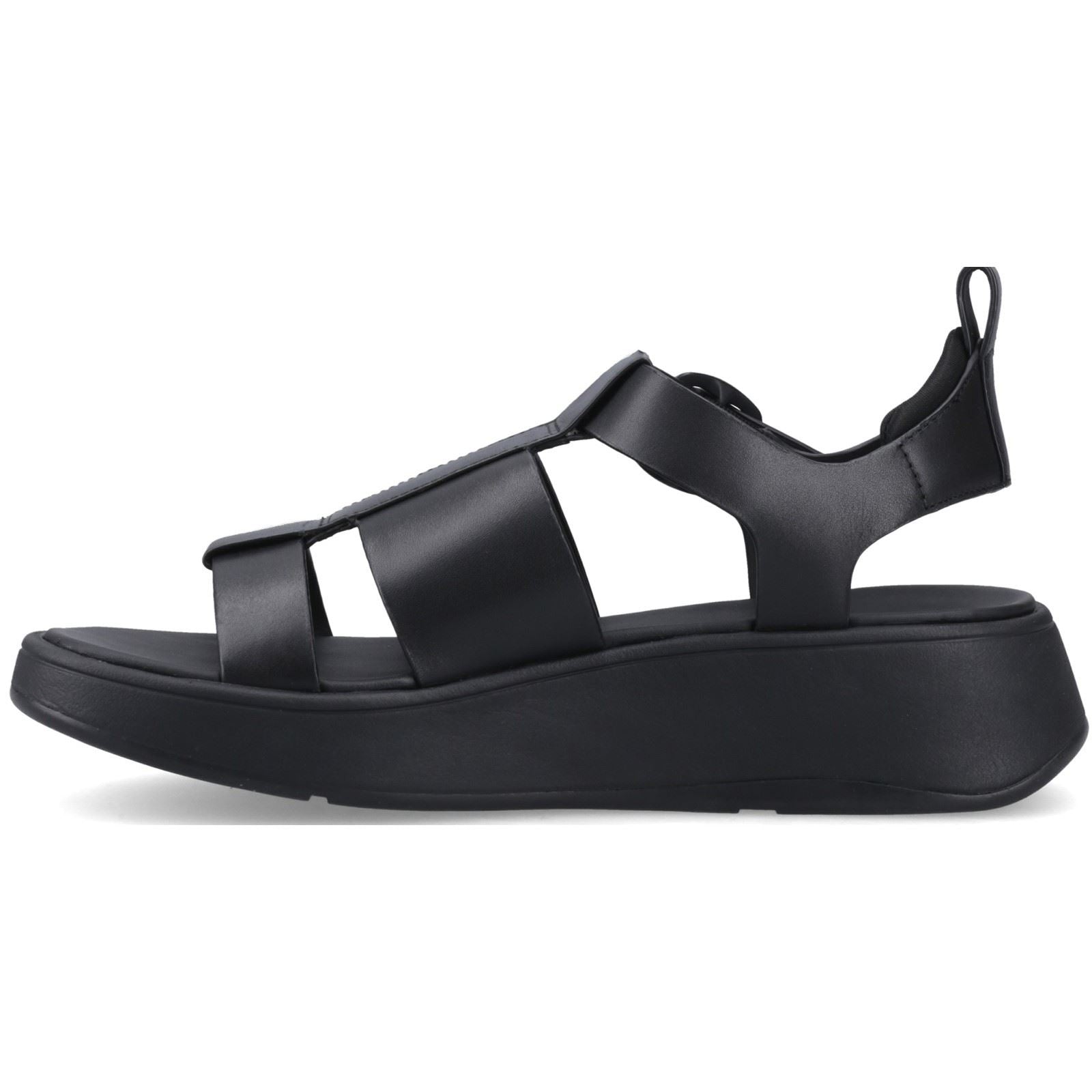 Fitflop F-Mode Fisherman Sandales En Cuir Pour Femmes Noires À Coupe Étroite