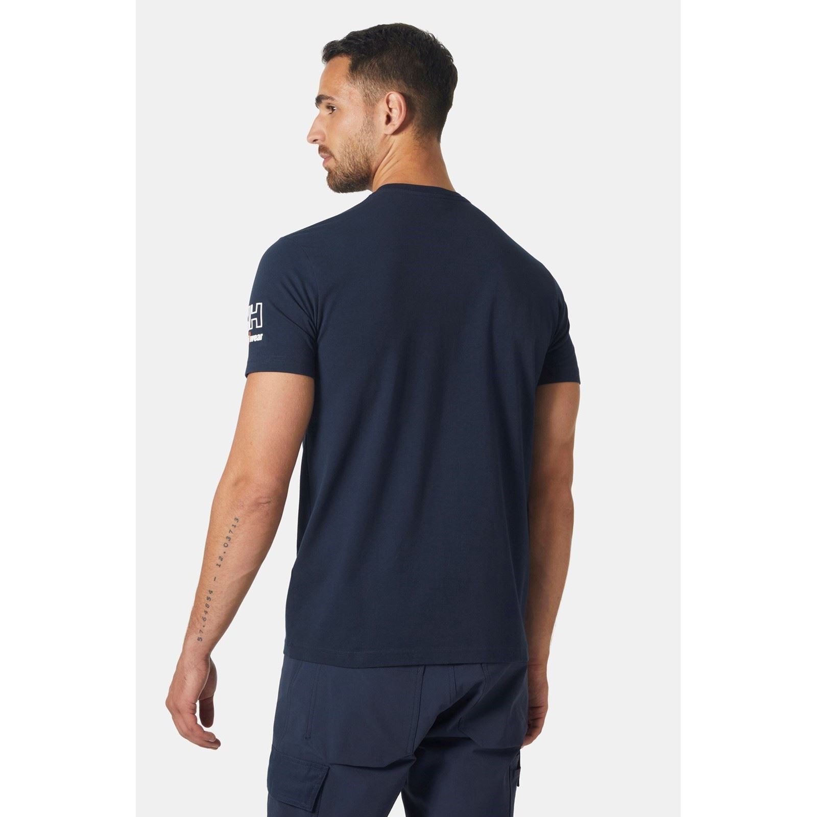 Helly Hansen Workwear Kensington T-Shirts Pour Hommes En Coton Bleu À Manches Courtes