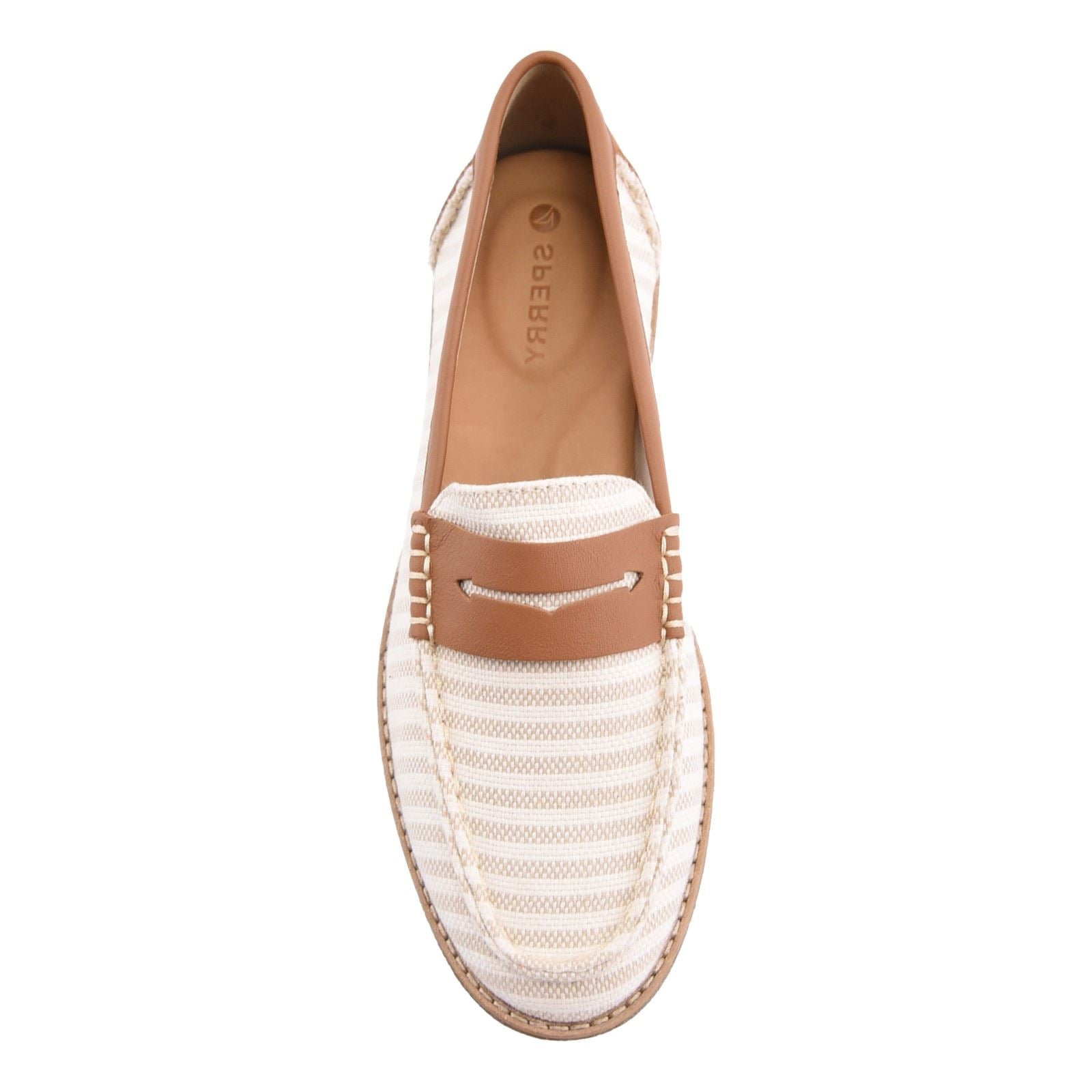 Sperry Port Driving Mocassins Femmes Blancs/Marron En Textile