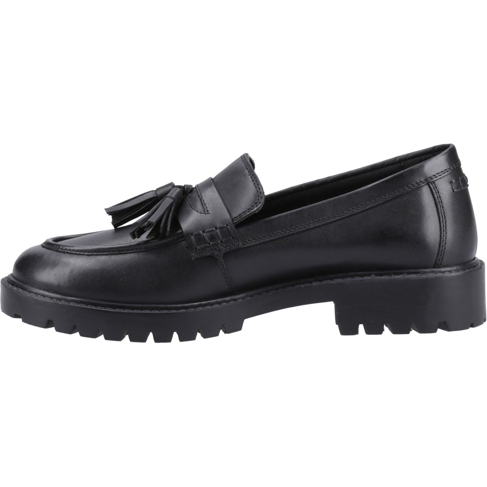 Hush Puppies Abigail Junior Chaussures Plates Noires Pour Filles En Cuir