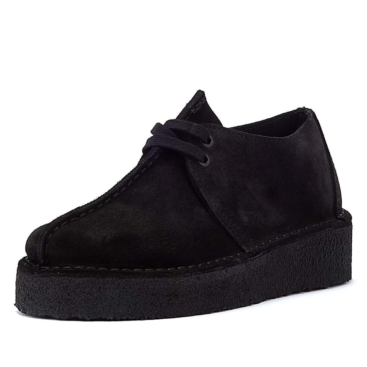 Clarks Chaussures Confort Femme En Daim Noir À Talon Compensé Trek Originals