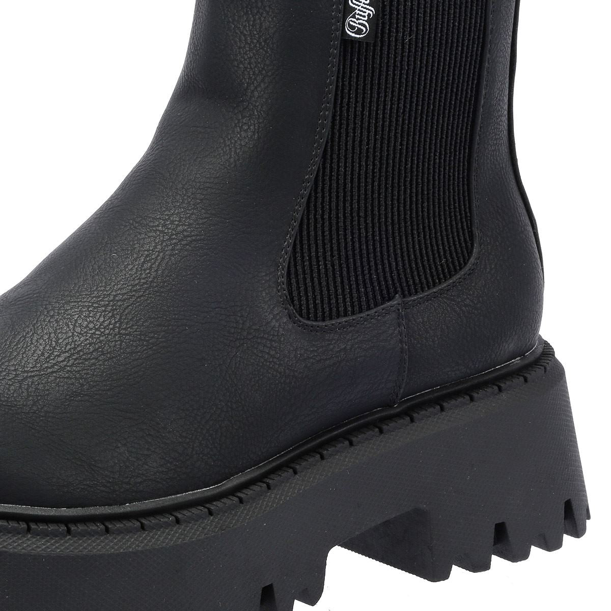 Buffalo Aspen Chelsea Bottes noires en nappa vegan pour femmes