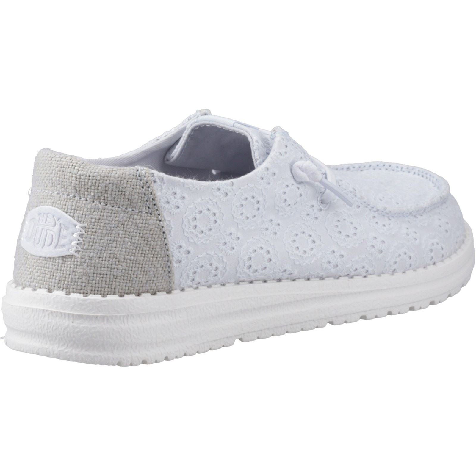 HEYDUDE Wendy Eyelet Lace Chaussures Mocassins Bleu Ancien Pour Femmes En Mélange De Coton